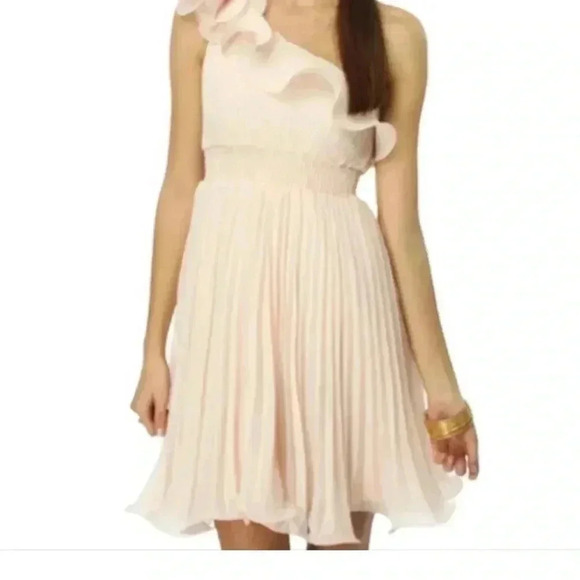 Size[M]American Rag Cie  One Shoulder Pleated MIDI Nude/Pink Dress - Picture 1 of 7